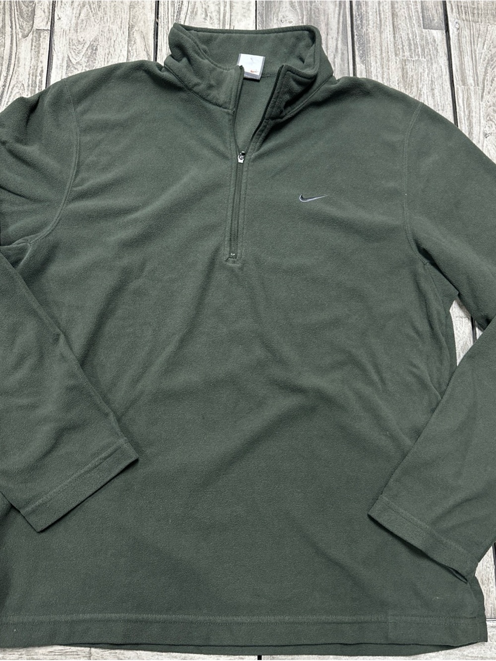 Vintage Y2k Nike Quater Zip Fleece Pullover Size M Green Running Cozy Gym